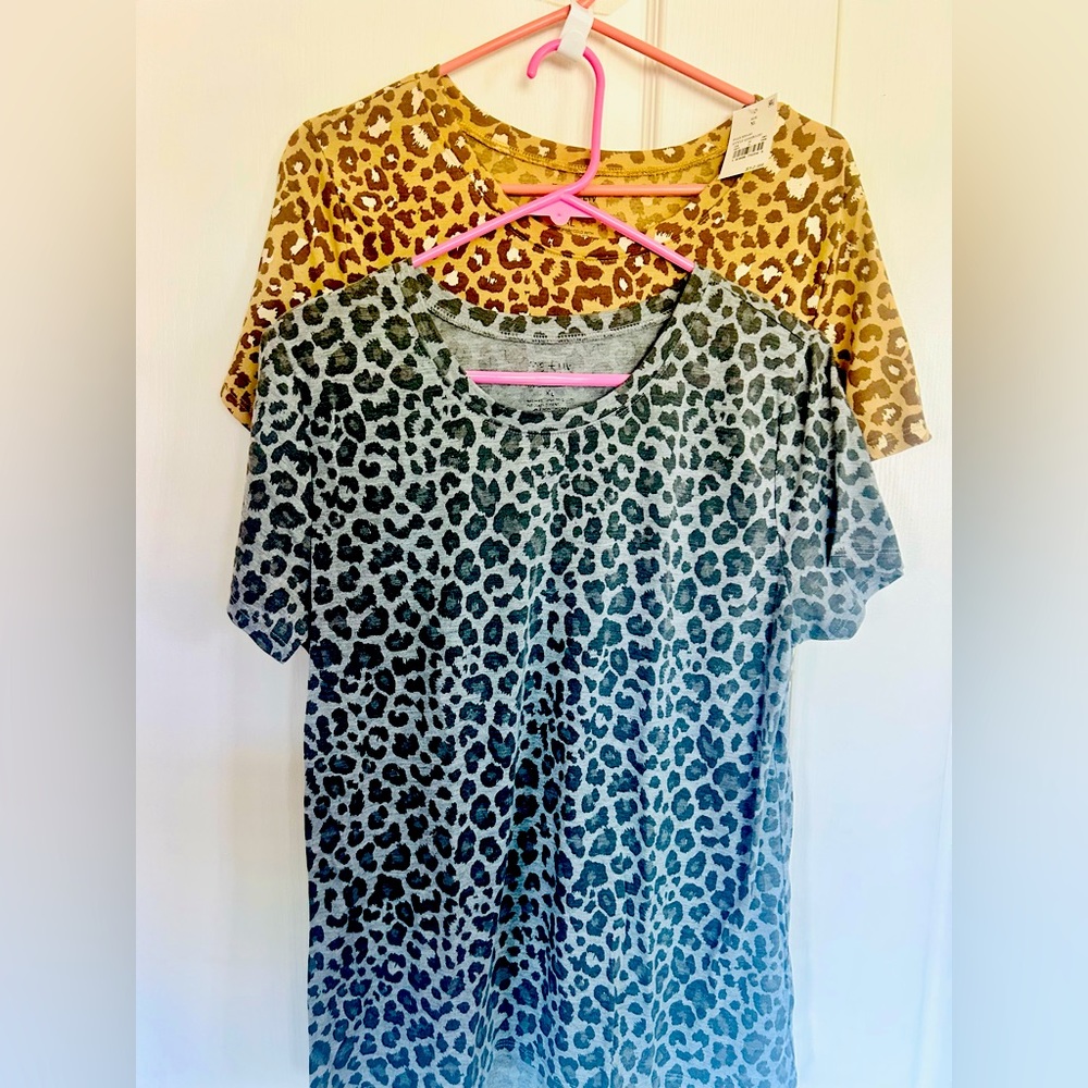 Leopard tee 2 pack. One is NWT (tan colored). Both size XL